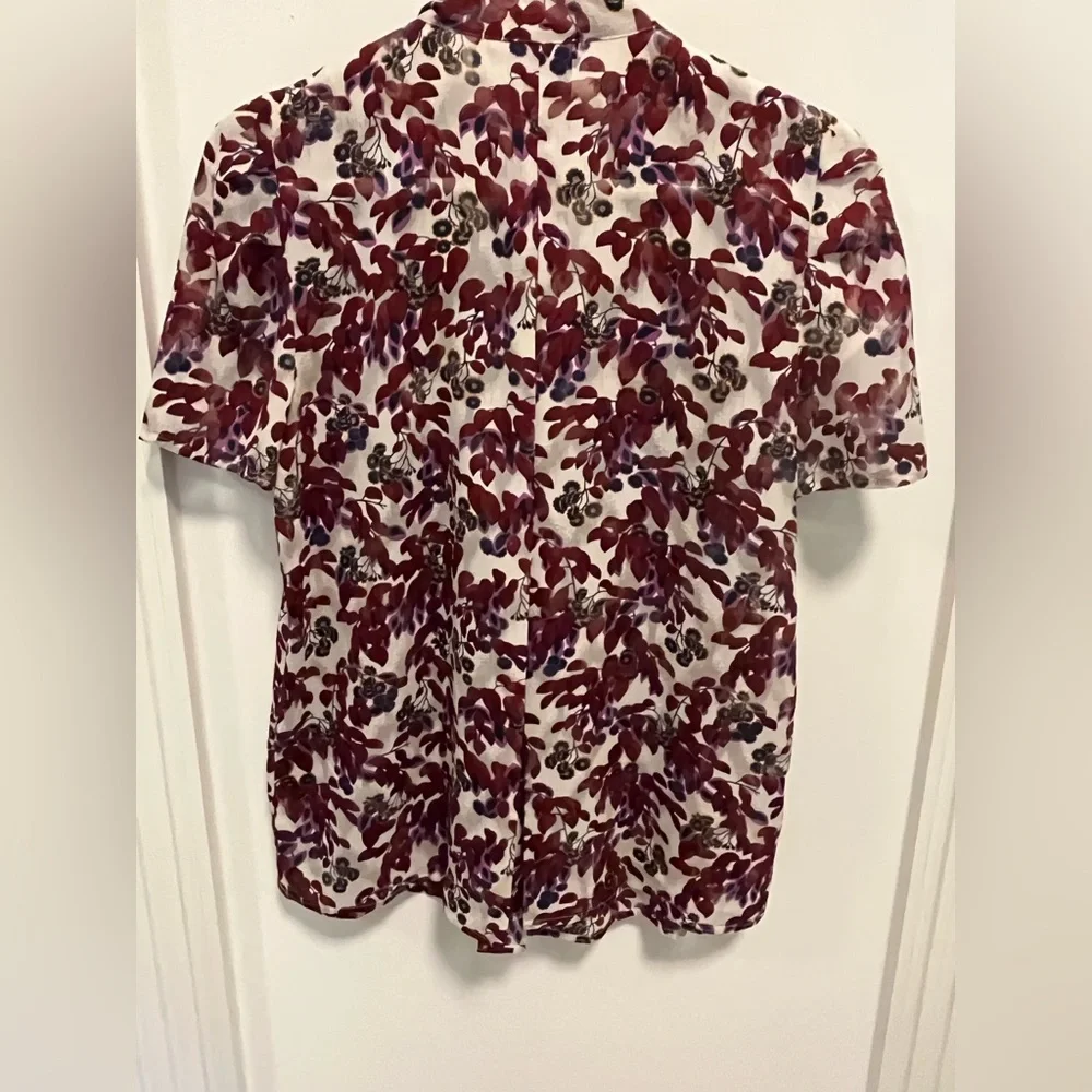 Ann Taylor Burgundy and Purple Floral Blouse - Picture 2 of 4